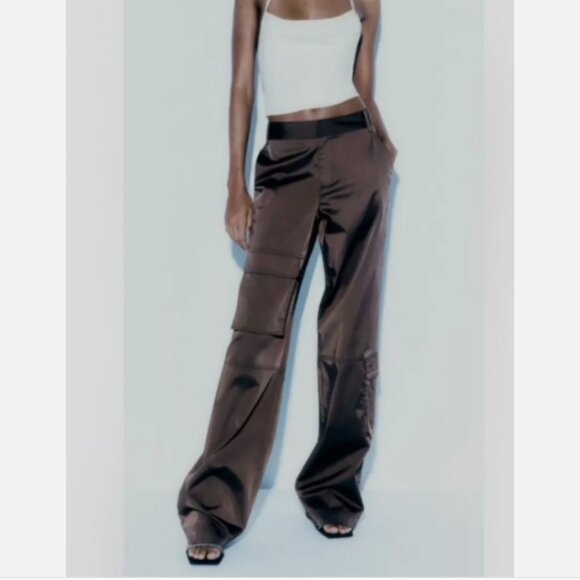 Zara Pants - ✨ ZARA Satin High-Waisted Wide-Leg Pants – Black (Ref. 3067/917/800)